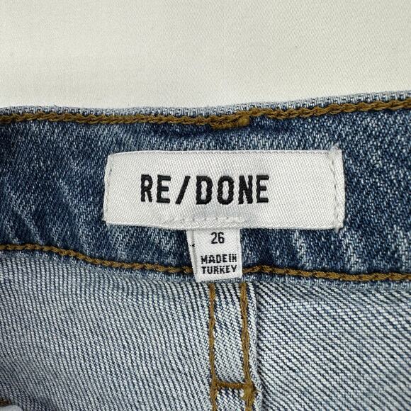 Re/Done Jeans Womens 26 Blue High Rise Ankle Crop Mid 90s Button Fly Medium Wash - Picture 4 of 15